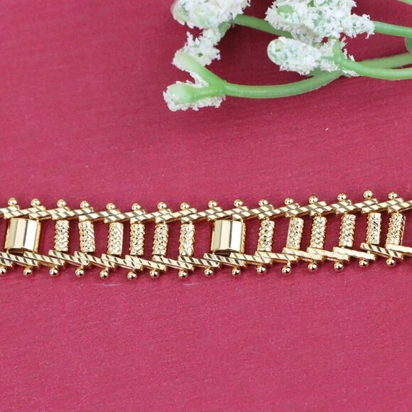 "Elegant Rose Gold Plated Textured Chain Bracelet, XPBL0867 - Picture 11 of 13